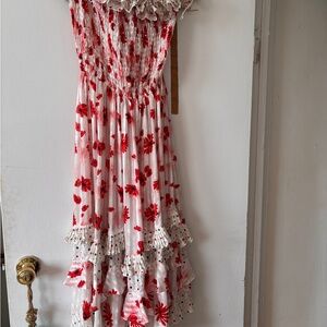 Floral Red and White Vintage Dress